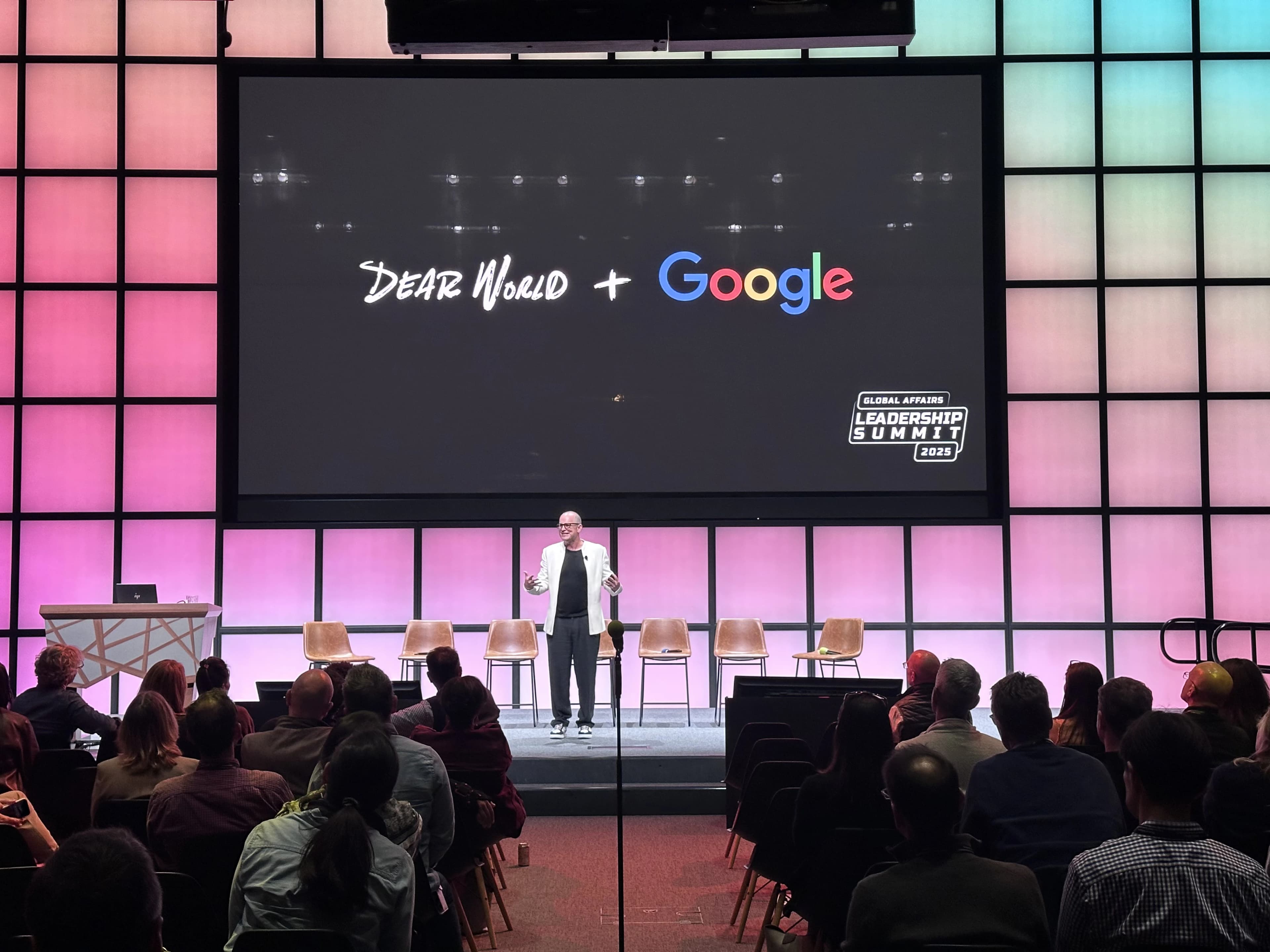 Robert Xavier Fogarty speaking at Dear World + Google Global Affairs Leadership Summit 2025